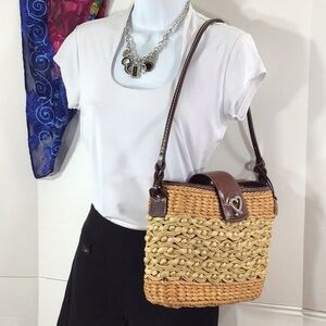 Vtg Brighton Sadie straw shoulder bag